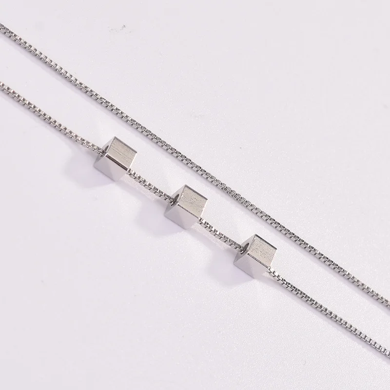Ожерелье OMHXZJ из серебра 925 пробы с подвеской в виде простых кубиков для женщин и