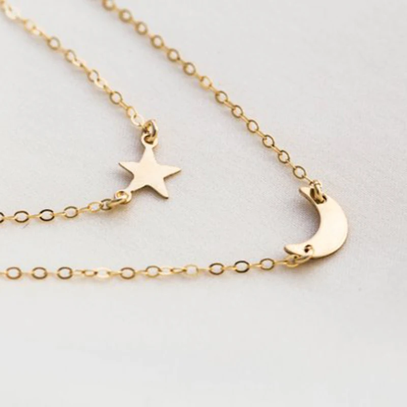 

Gold Moon Necklace Handmade Star Jewelry Gold Filled Choker Pendants Collier Femme Kolye Collares Women Necklace Boho Jewelry
