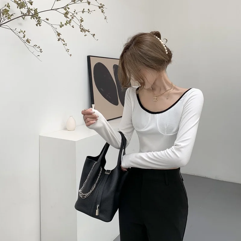 Осенне зимний сексуальный трикотажный женский свитер в гонконгском стиле на