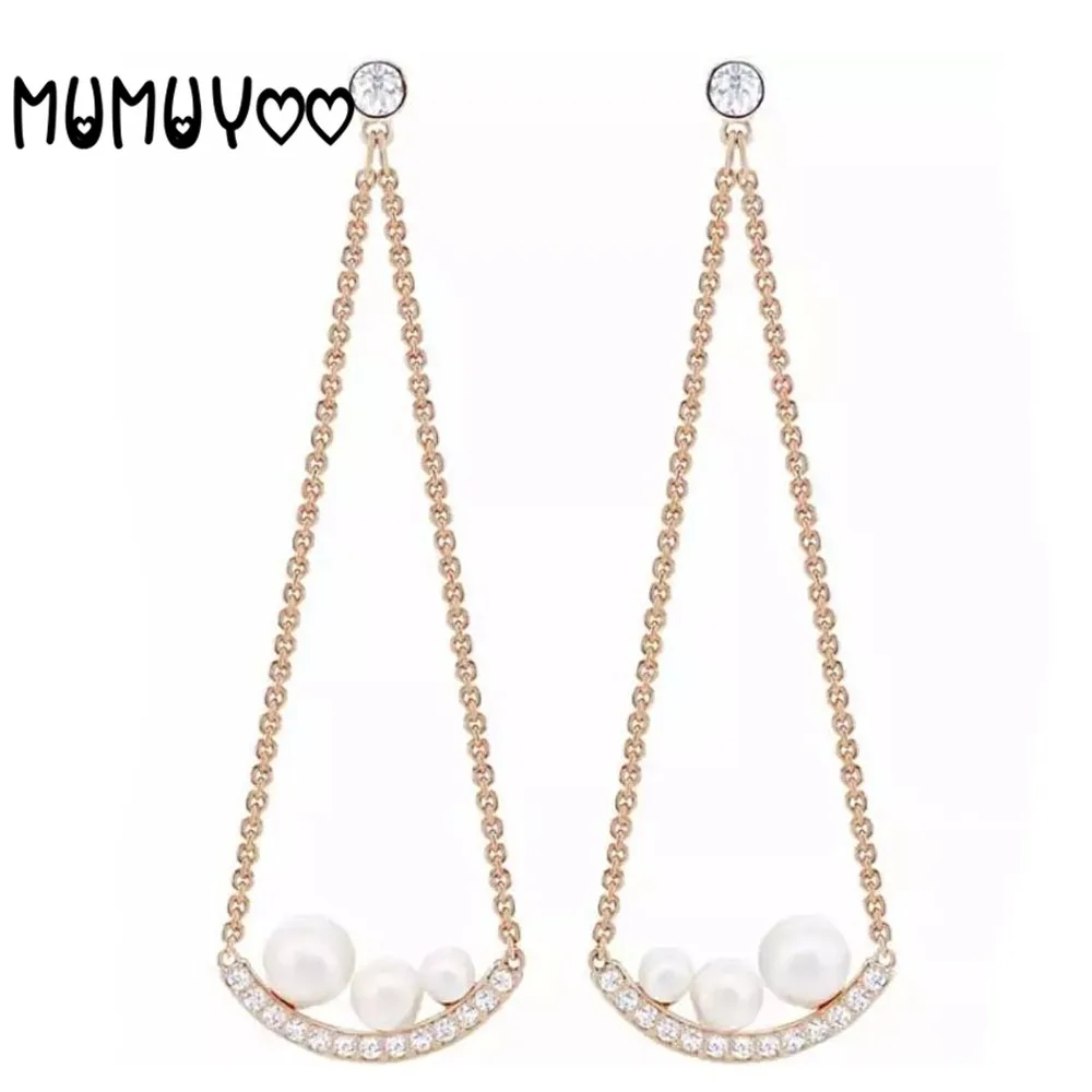 

Модные ювелирные изделия SWA, высококачественные очаровательные элегантные жемчужные серьги-подвески с искусственным жемчугом, романтичес...