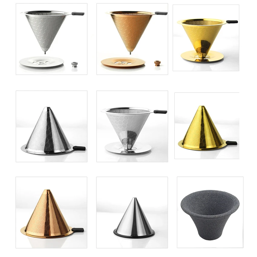 Капельный фильтр V60 для кофе капельница из нержавеющей стали эспрессо камень