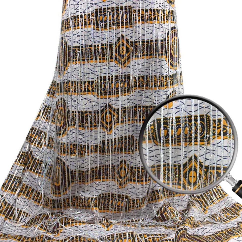 

Latest Sequins African Fabrics 100% Cotton Batiki Wax Prints Kitenge/Pagnes/Kikwembe Embroidered Sequins YXL-71
