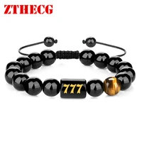 2021 new trendy arabic numerals 111 999 beads bracelets for men women 10mm natural black obsidian stone tiger eye lucky bangle