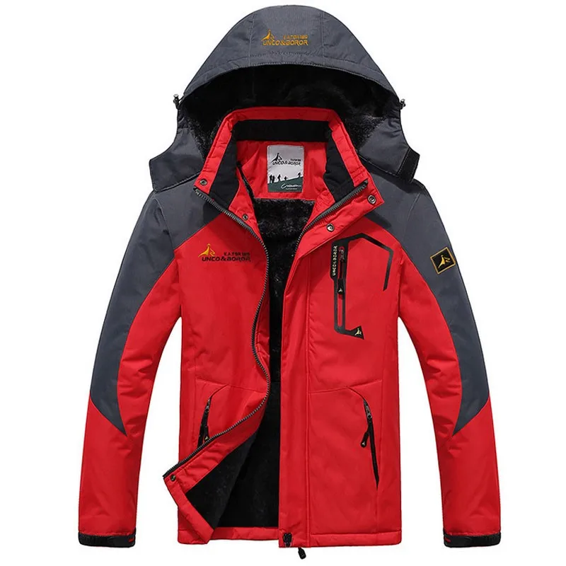 Мужская теплая куртка с капюшоном ветрозащитная водонепроницаемая размера плюс