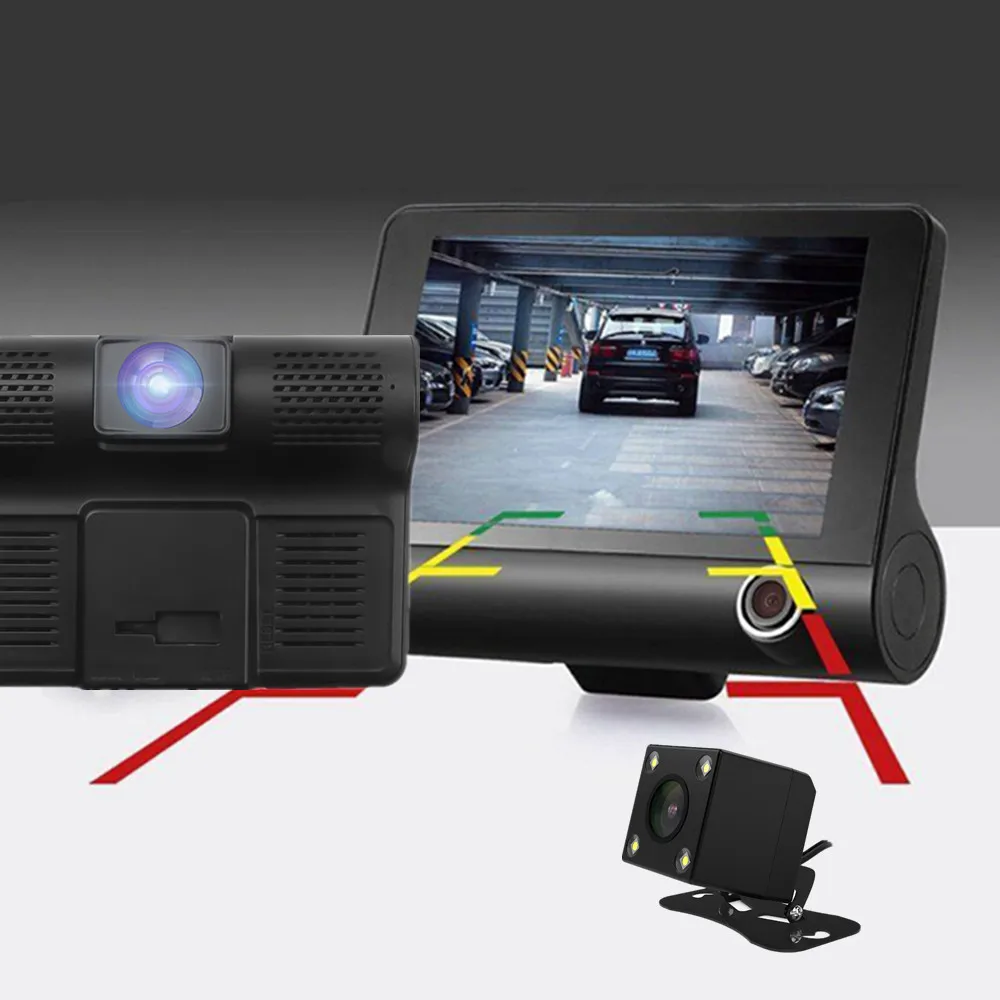 4.0 Inch 3 Lens Car DVR Camera 1080P Front Mirror Rearview Dash Cam Auto Registrator Video Recorder Camcorder Dashcam | Автомобили и