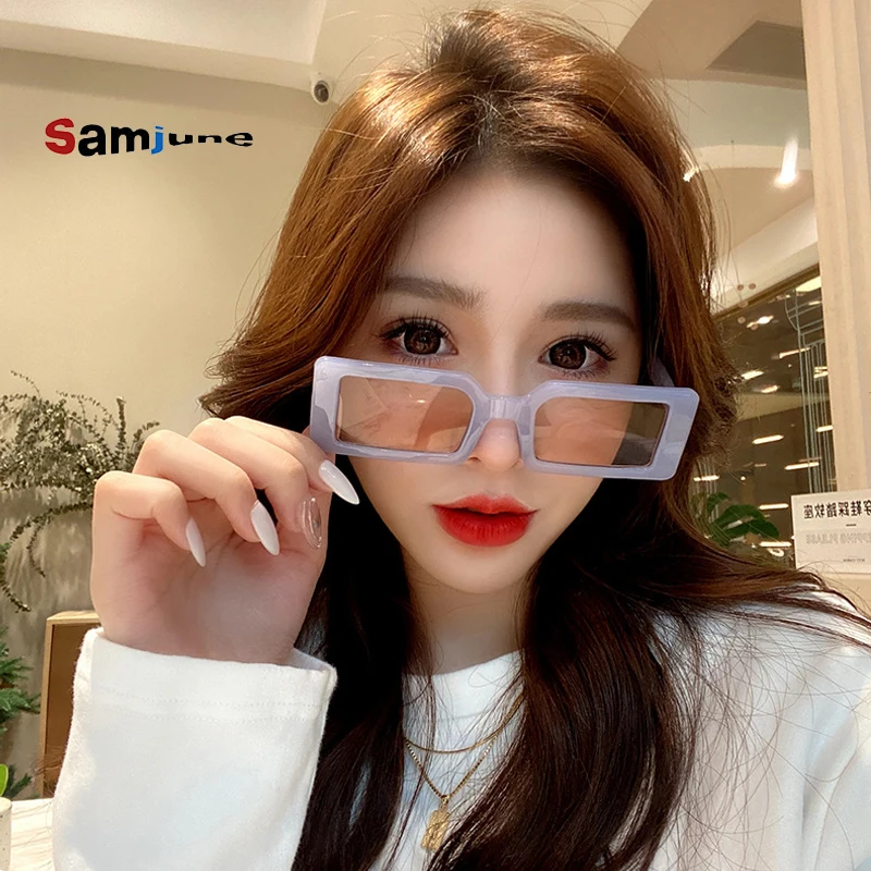 

Samjune Квадратные Солнцезащитные очки для женщин 2021 маленькие прямоугольные солнцезащитные очки для женщин/мужчин Винтажные Солнцезащитные ...