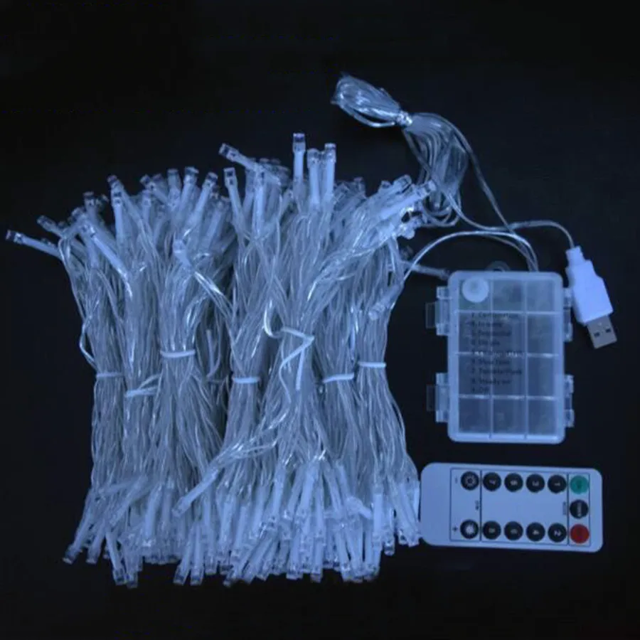 

Battery Operated Window Curtain String Light 300LED Christmas Icicle Fairy Light With Remote Wedding Party Backdrop Twinkle Lamp