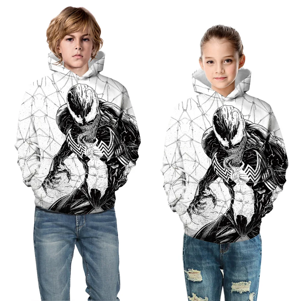 Autumn Winter Children's Hoodies Coat Kids Superhero Printed Sportwear 5-14y Boys Girls Hooded Sweats Child Sports Tops Pullover