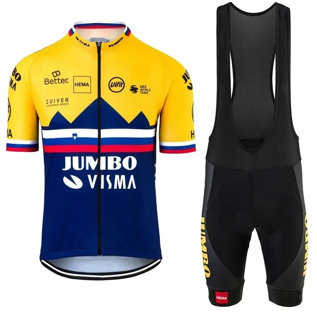 

2020 JUMBO VISMA Cycling Jersey Set Slovenia Champion Cycling Clothing Roglic Road Bike shirts Race Suit Bicycle Shorts Maillot
