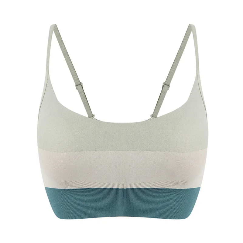 

Sports Underwear Women Bras Gym Vest Shockproof Sleeveless V-Neck Sling Crop Top Stitching Outdoor Running Bra Sportswear Woman