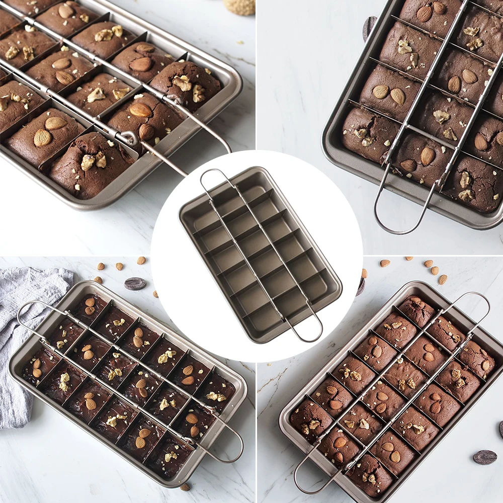 

Professional Bakeware 18 Cavity Baking Tools Easy Cleaning Square Lattice Chocolate Cake Mold Brownie Baking Pan Non-Stick