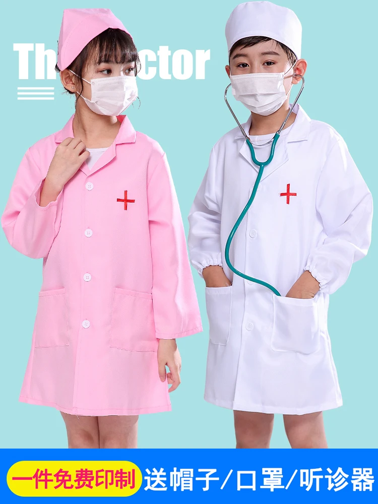 

Children's clothing cosplay costume doctor's overall white dress nurse uniform education doctor's toy gift for children
