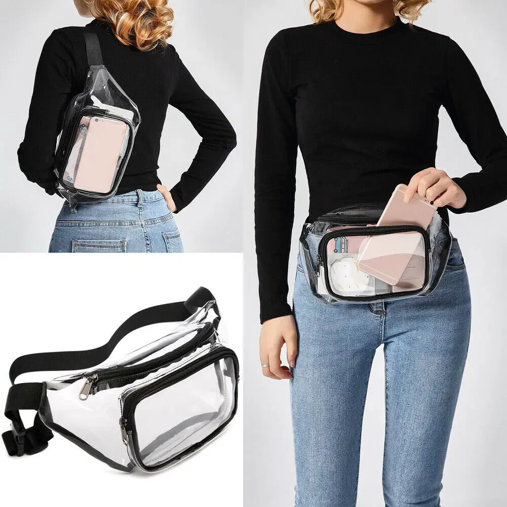 

PVC Women Waist Fanny Pack Belt Bag Hip Bum Bag Clear Transparent Chest Pouch