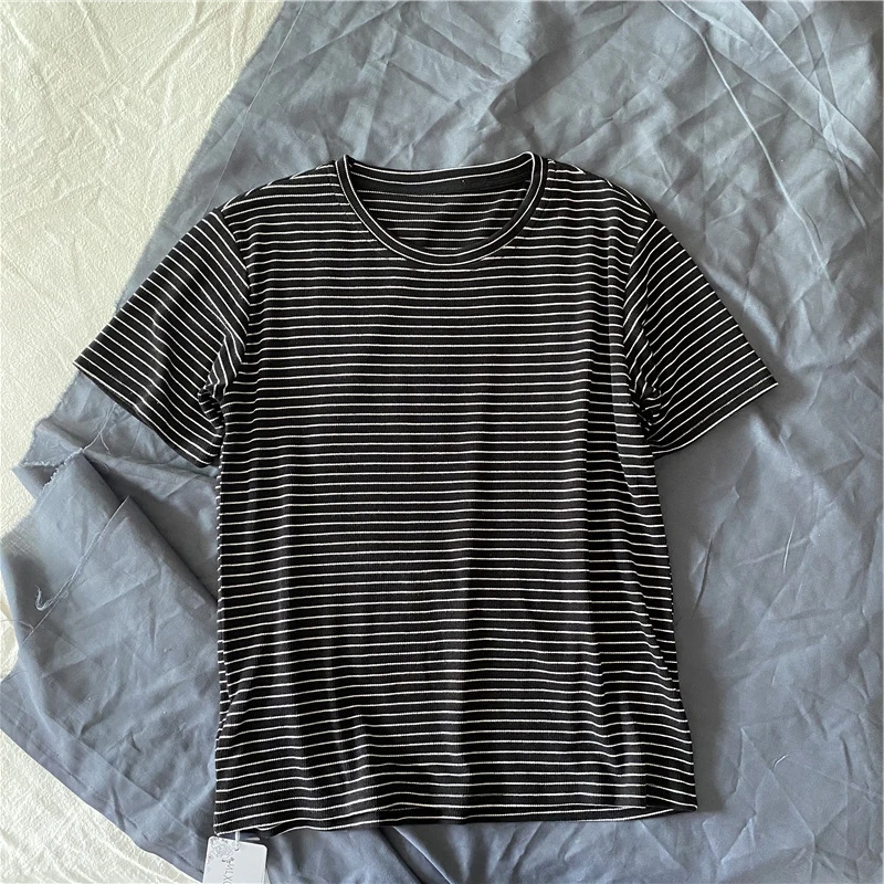 

Summer Women's Casual Striped Round Neck Short Sleeve T-Shirt