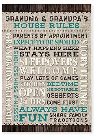 

Grandma & Grandpa's House Rules Rustic Wood Sign