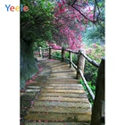 Фон для студийной фотосъемки Yeele с изображением деревянной лестницы туннеля цветов цветущих деревьев пейзажа