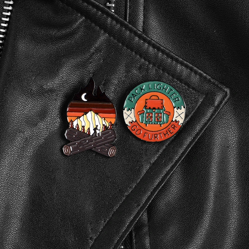 Lapel Pin Campfire Night Clothes Bag Badges Jewelry Adventure Lovers Accessories