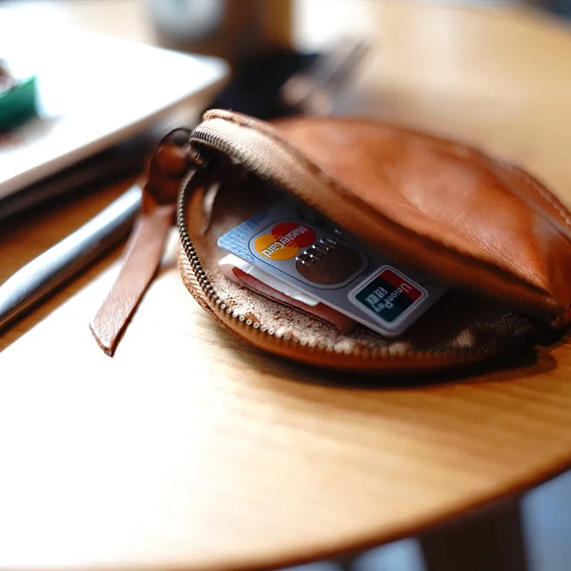 LEACOOL 100% натуральная кожа кошелек для монет Винтажный дизайн Индивидуальный