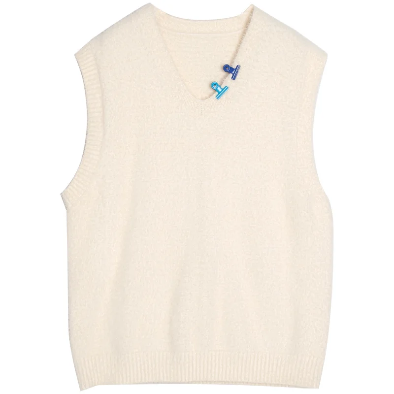 Жилет женский вязаный с V-образным вырезом и воском | Женская одежда