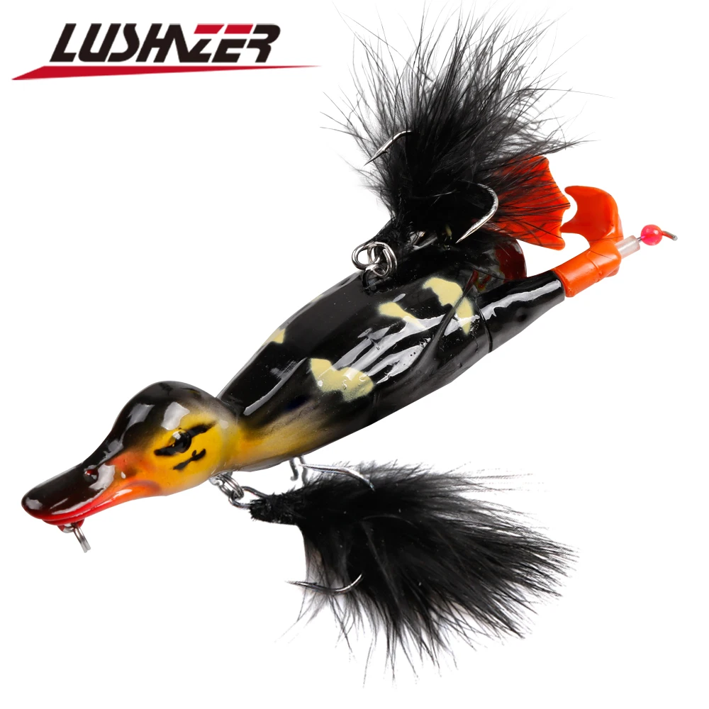 

LUSHAZER Fishing Lure 3D STUPID DUCK Topwater Floating Artificial Bait Plopping and Splashing Feet Hard Fishing Tackle Geer