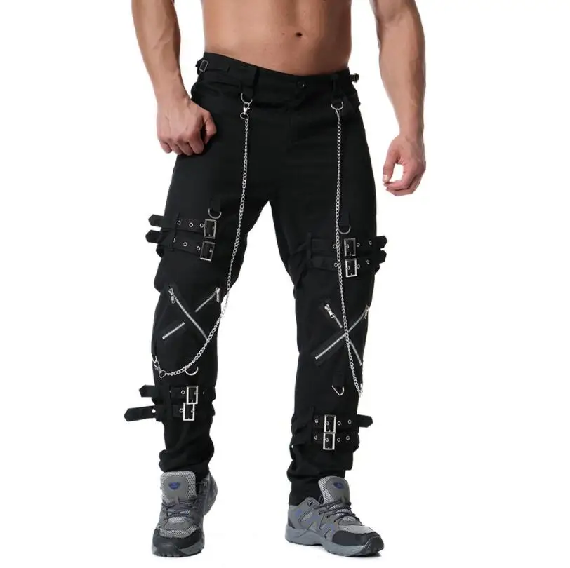 2020 Fashion Punk Men's Detachable Pants Steampunk Gothic Black Individual zipper decoration Trousers Man Casual Pants w269