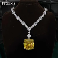 ffgems 100 silver 925 created moissanite citrine gemstone wedding cocktail pendent necklace high quolity fine jewelry wholesale