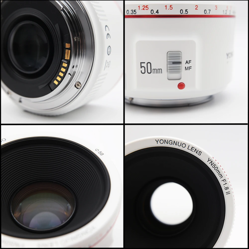 YONGNUO YN50mm F1.8 II Lens White Standard Prime Large Aperture Auto Focus Camera for Canon EOS 70D 5D2 5D3 600D DSLR | Электроника