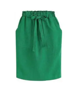 1pcs/lot New Spring Summer Elegant Midi Skirts Women Office Pencil Skirt Cotton Elastic Waist solid knee length skirt