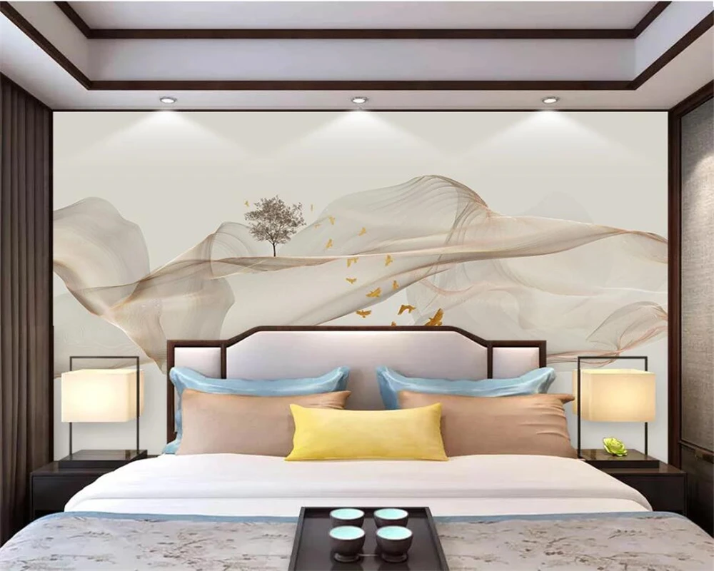 Новый китайский стиль современные абстрактные простые чернила линия пейзаж обои