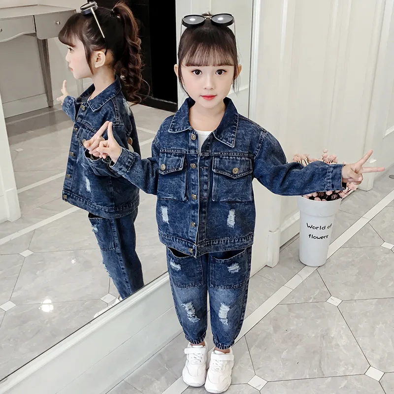 Сезон весна осень Для девочек Уличная одежда из 2 предметов комплекты с принтом в