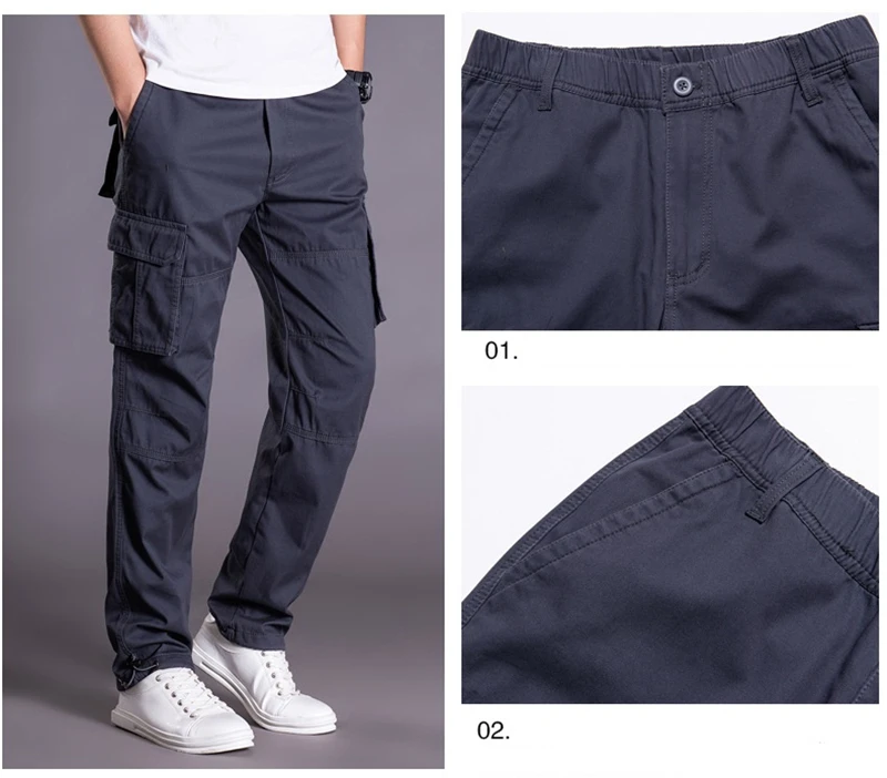 Брюки-карго мужские повседневные хлопковый комбинезон свободные тактические