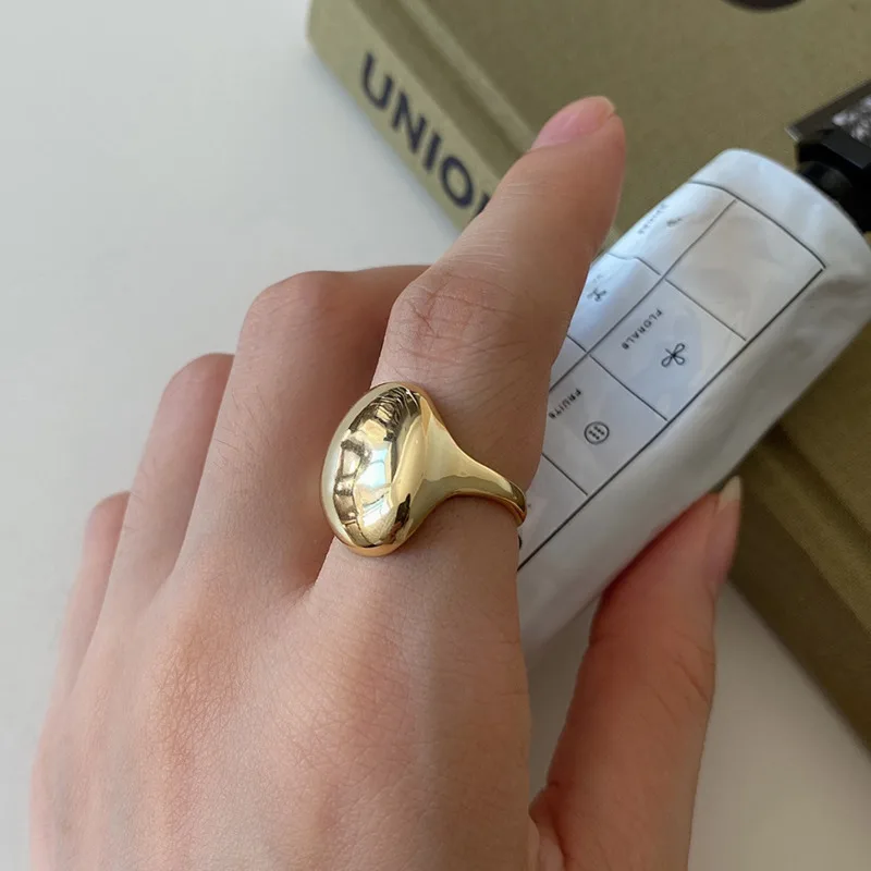 

Glossy Ring Trendy Jewelry Sterling 925 Silver Rings For Women Vintage Gold Irregular Gift Ring Anillos Plata 925 Para Mujer