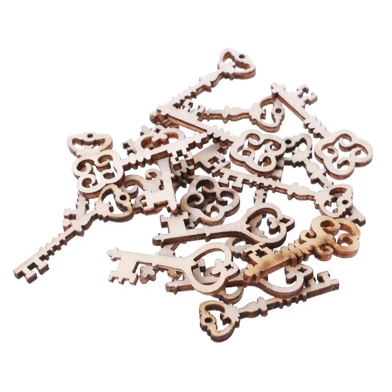 20 шт. Лазерная Резка деревянных ключей украшение деревянная форма Свадебный
