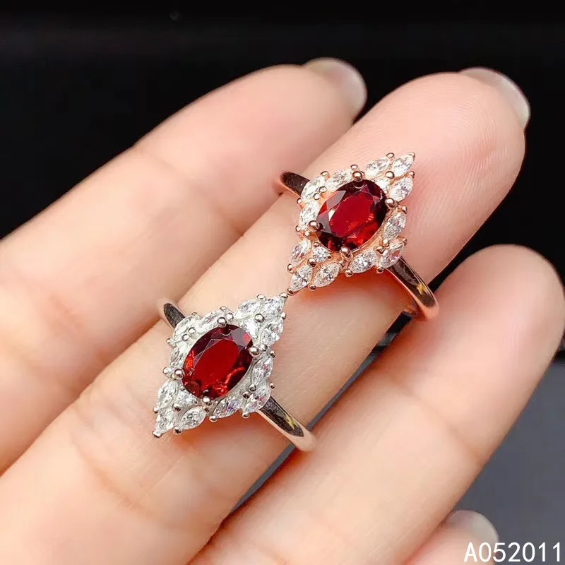 

KJJEAXCMY fine jewelry natural garnet 925 sterling silver adjustable noble gemstone women ring support test hot selling