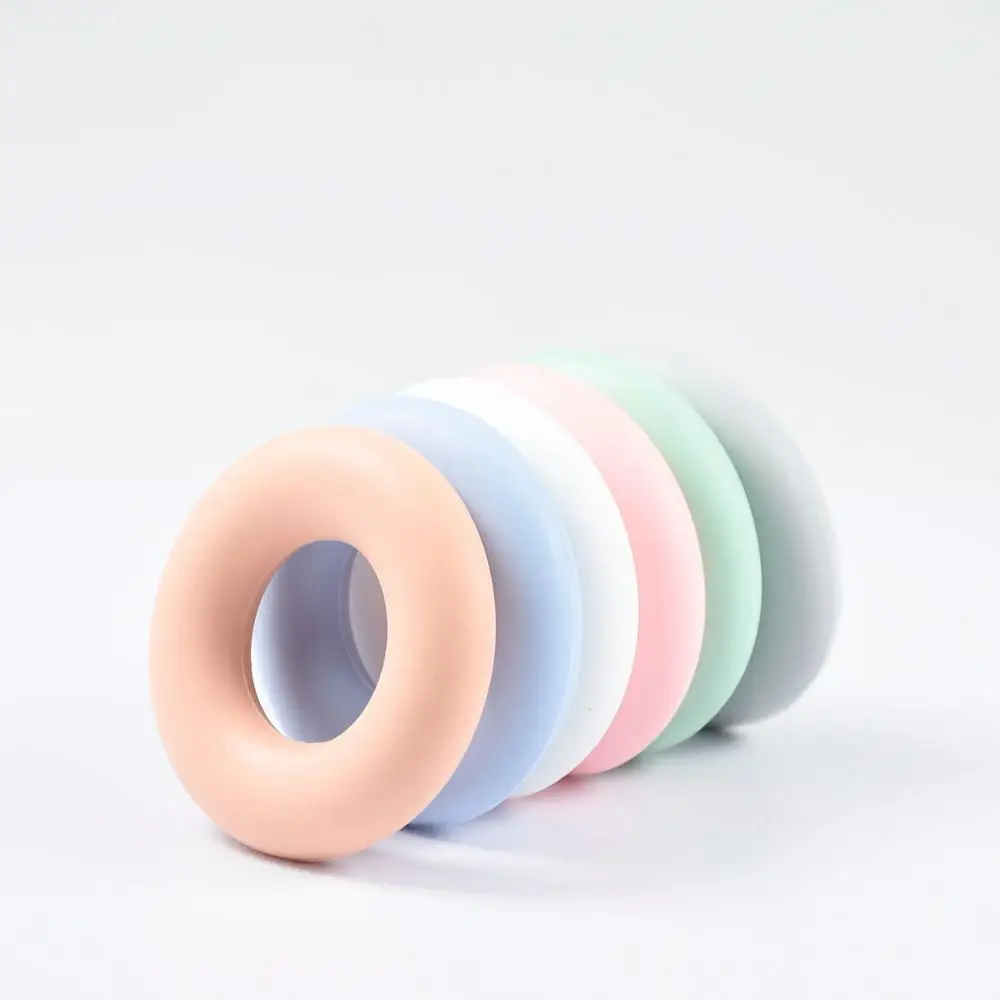 Donut redondo de silicona para dentici&oacute;n de beb&eacute;, collar de dentici&oacute;n de grado alimenticio de 43 MM, cuentas de silicona, 50/100 Uds.-3