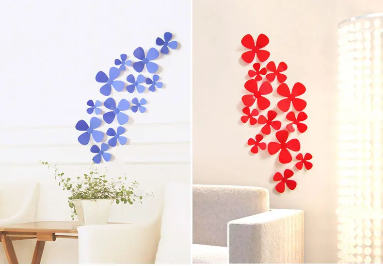 12 шт./компл. 3D наклейки на стену из ПВХ с цветами домашний декор Цветочные для