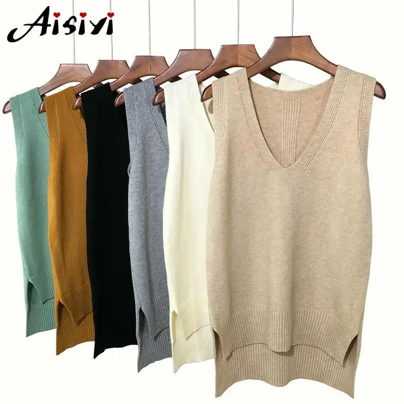 Осенний женский свитер жилет 2022 корейский элегантный студенческий пуловер с