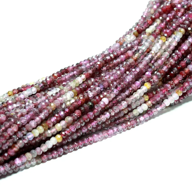 

Top AAAA Faceted 2*3MM Graduated Color Wheel Shape Ruby 100% Natural Round Stone Beads For Jewelry Making DIY Bracelet Necklace