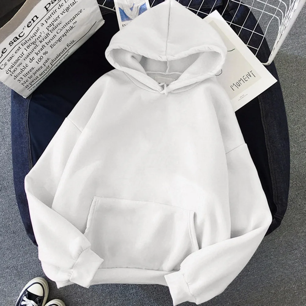 Women Hoodies Casual Print Solid Loose Drawstring Sweatshirt Long Sleeve Hooded 2021 Autumn Female Pullover Sweetshirts