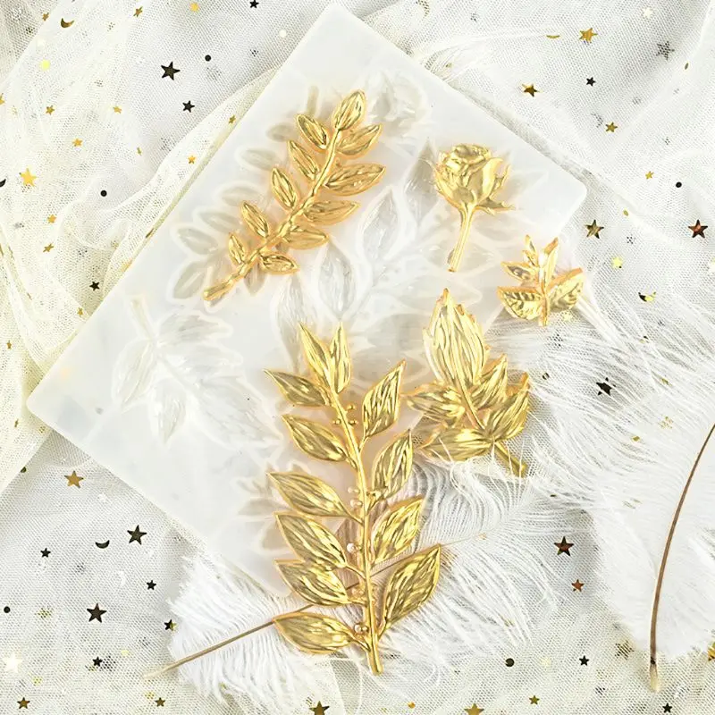 Роза цветок листья кулон эпоксидная смола силиконовая форма для изготовления