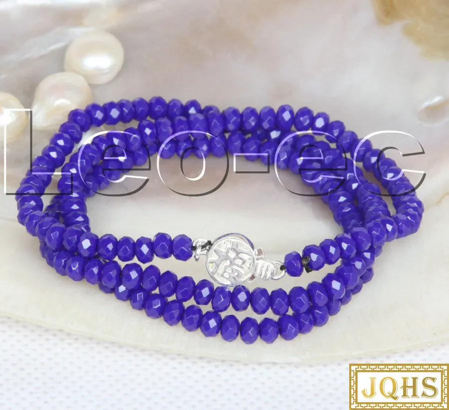 

18 "2X4mm граненые темно-синий сапфир драгоценные камни бисер ожерелье 925s застежка v1754