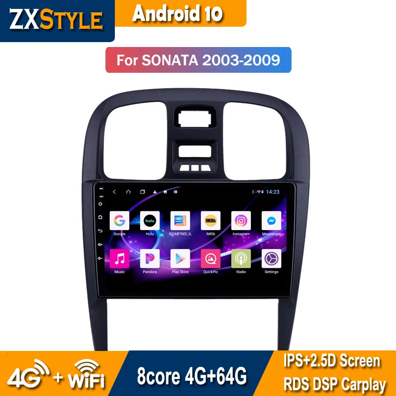 

Автомобильный мультимедийный навигатор GPS на Android 10 для Hyundai Sonata 2003-2009 DSP CarPlay BT WIFI интеллектуальная система