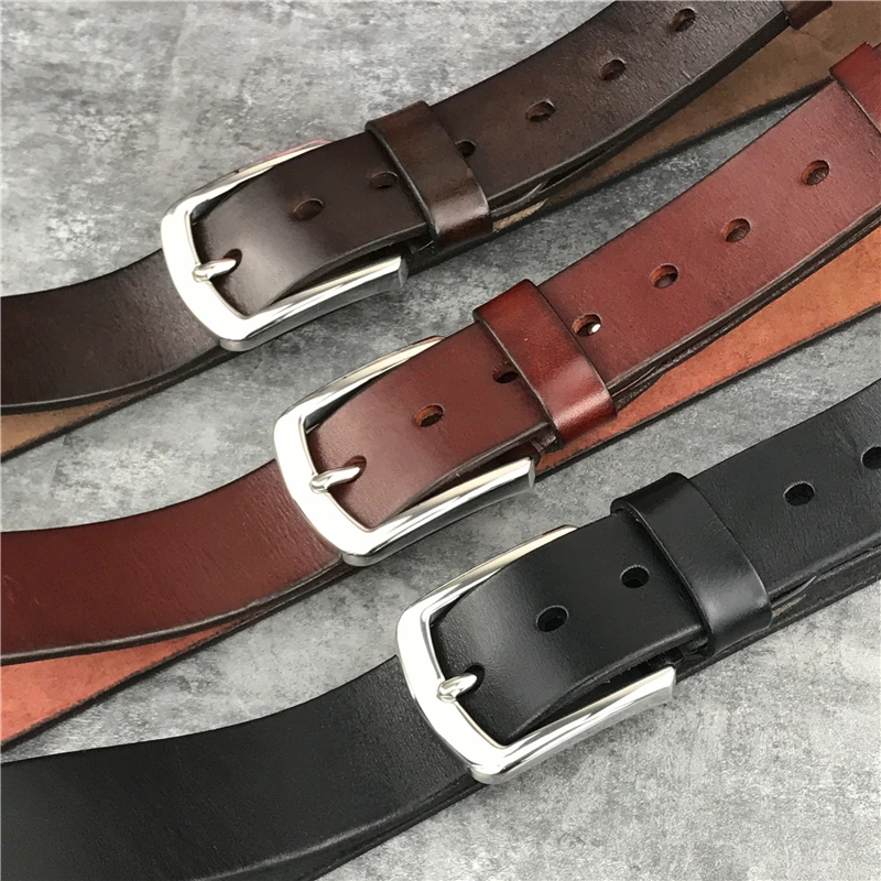 Ремень мужской из натуральной кожи толстый роскошный винтажный пояс с пряжкой