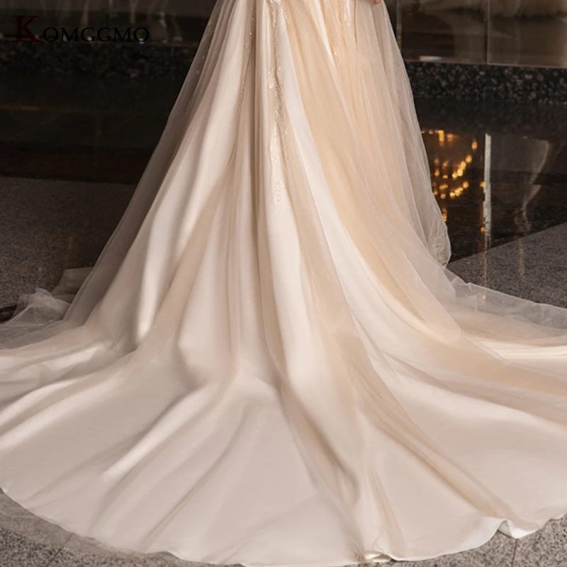 

Luxury Sweetheart Neck Cathedral Train Embroidery Appliques Tulle Wedding Dress for Women Elegant Cap Sleeve Bridal Ball Gown