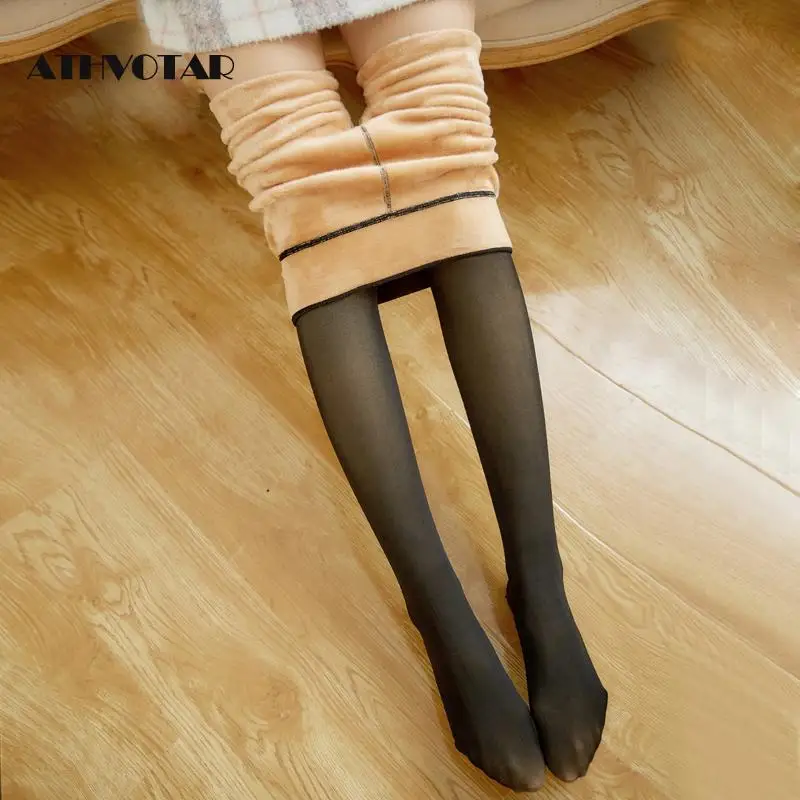 ATHVOTAR женские пикантные черные теплые плотные обтягивающие штаны зимние колготки