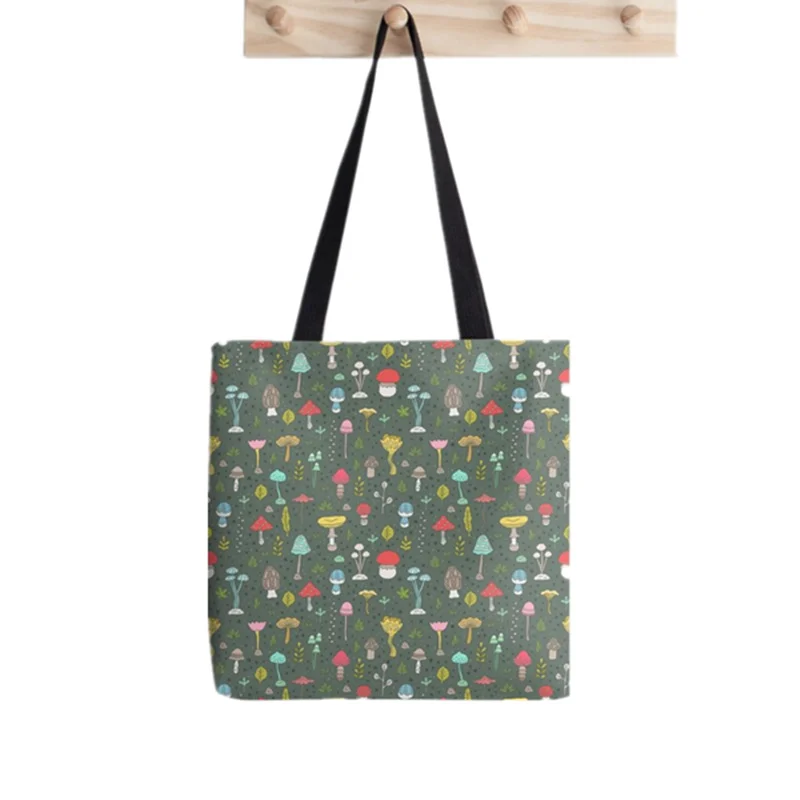 

Women Shopper bag dark Mushrooms Printed Kawaii Bag Harajuku Shopping Canvas Shopper Bag girl handbag Tote Shoulder Lady Bag