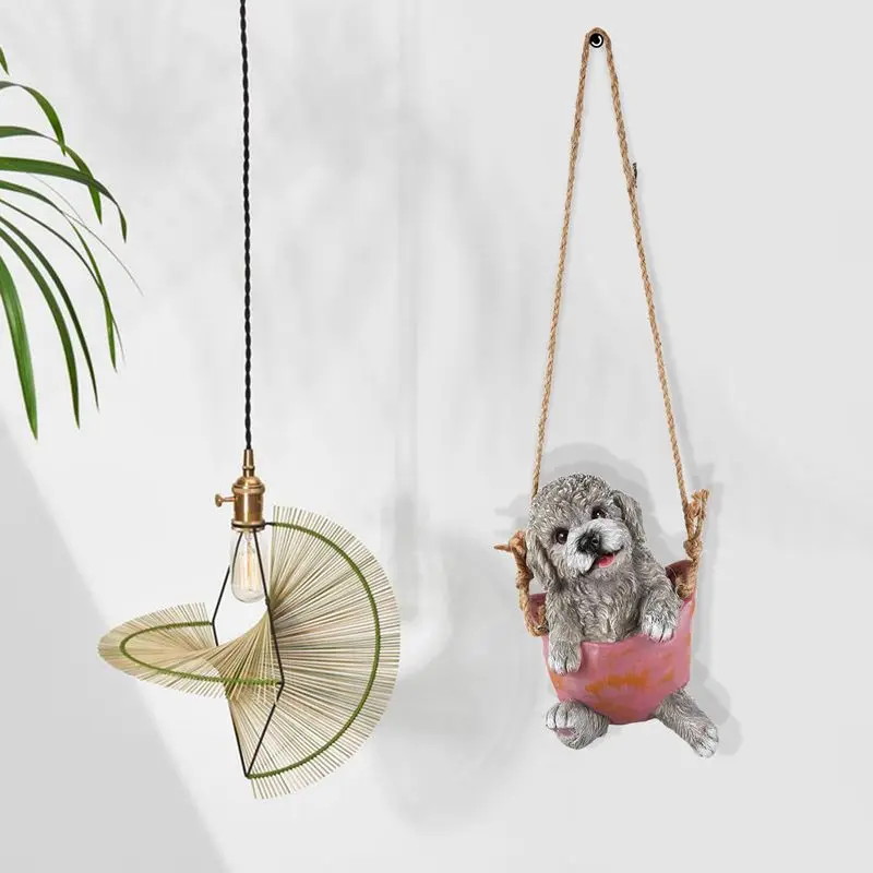 Новый Моделирование смолы Тедди собака качели висячие орнамент пейзаж