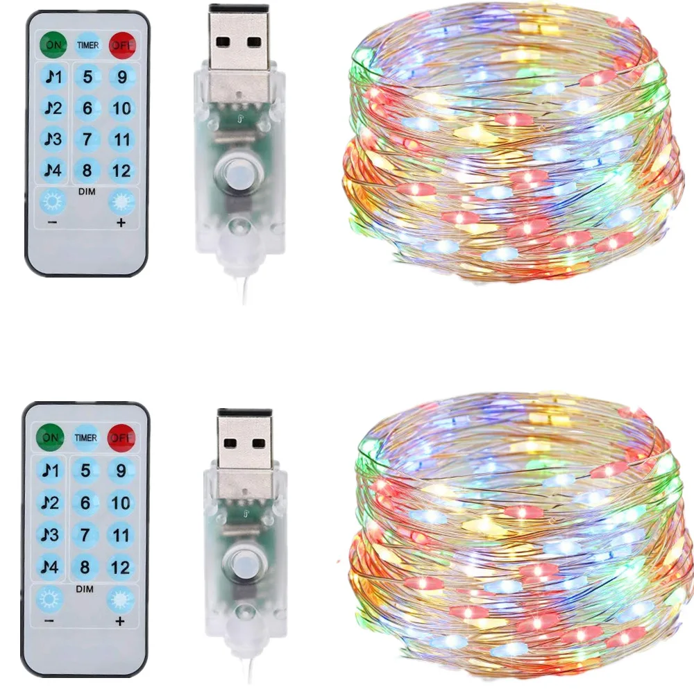 

Батарея/USB работает звуковой активации музыки LED строки 5 м 10 м серебряной проволоки гирлянда домашняя Рождественская Свадебная вечеринка у...