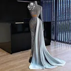 Пошитые вручную; Вечерние платья для женщин в африканском стиле Dubai длинный рукав платье для выпускного вечера Русалка Иллюзия вечерние ночные сорочки 2021 халаты