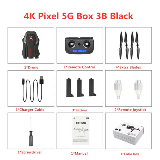SG906 портативный Радиоуправляемый Дрон 4K gps 5G wifi FPV HD Двойная камера Дрон широкоугольный бесщеточный селфи складной Дрон 4K Квадрокоптер дроны - Цвет: 4K Pixel 5G Box 3B B